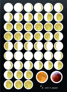 달모양변화관찰스티커 A5 노란달 똑바로